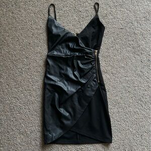 Cocktail Dress with Pleather Detail